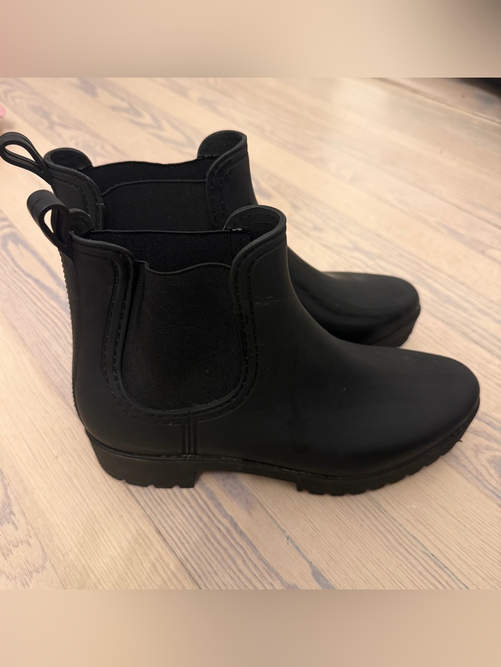 JEFFREY CAMPBELL Women’s Cloudy Black Rubber Chelsea Rain Boots Lug Sole Size 11